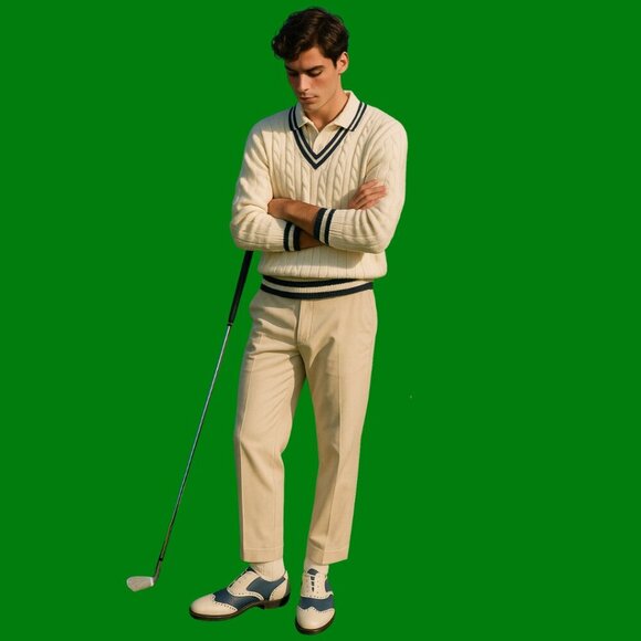 Biion Wingtip Golf Shoes - Blue & White Rubber Brogues (Size 12) - Picture 2 of 7